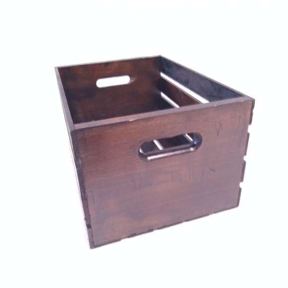 Espresso Stained Wood Slatted Crate - Picture 2 of 6